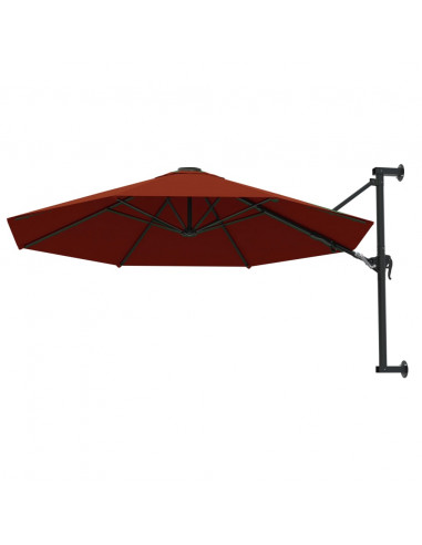 Ombrellone a Muro con Palo in Metallo 300 cm Terracotta