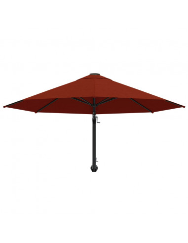 Ombrellone a Muro con Palo in Metallo 300 cm Terracotta