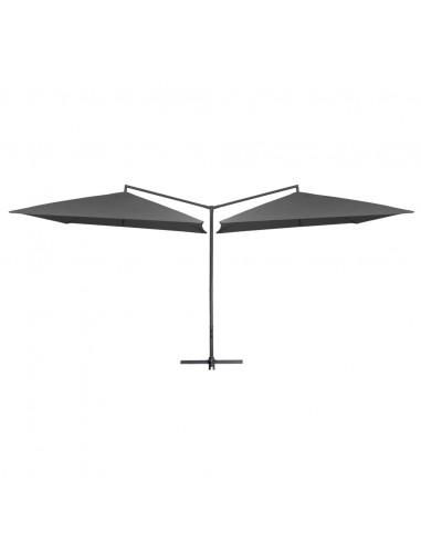 Ombrellone Doppio con Palo in Acciaio 250x250 cm Antracite