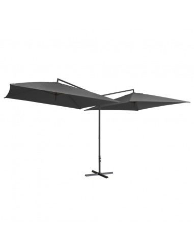 Ombrellone Doppio con Palo in Acciaio 250x250 cm Antracite