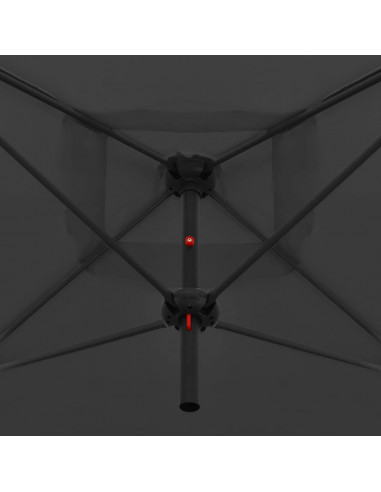 Ombrellone Doppio con Palo in Acciaio 250x250 cm Antracite