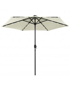 Ombrellone con Luci a LED e Palo Alluminio 270 cm Bianco Sabbia 2