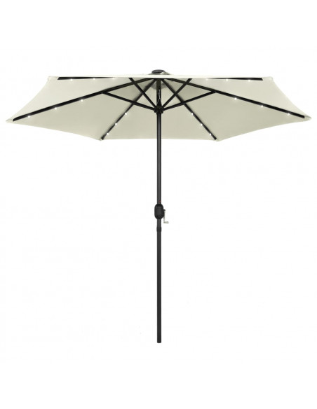 Ombrellone con Luci a LED e Palo Alluminio 270 cm Bianco Sabbia