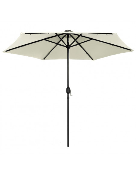 Ombrellone con Luci a LED e Palo Alluminio 270 cm Bianco Sabbia