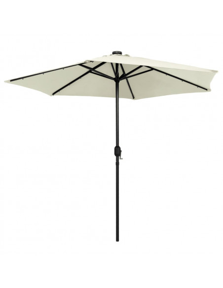 Ombrellone con Luci a LED e Palo Alluminio 270 cm Bianco Sabbia