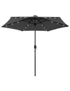 Ombrellone con Luci a LED e Palo in Alluminio 270 cm Antracite 2