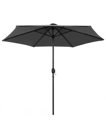 Ombrellone con Luci a LED e Palo in Alluminio 270 cm Antracite