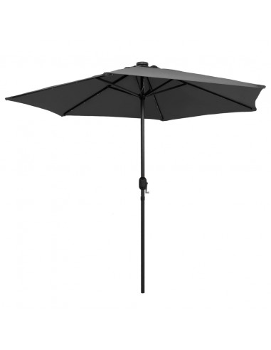 Ombrellone con Luci a LED e Palo in Alluminio 270 cm Antracite