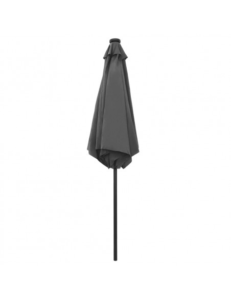 Ombrellone con Luci a LED e Palo in Alluminio 270 cm Antracite