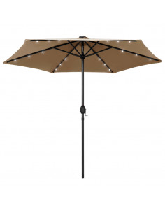 Ombrellone con Luci a LED e Palo Alluminio 270 cm Grigio Talpa 2