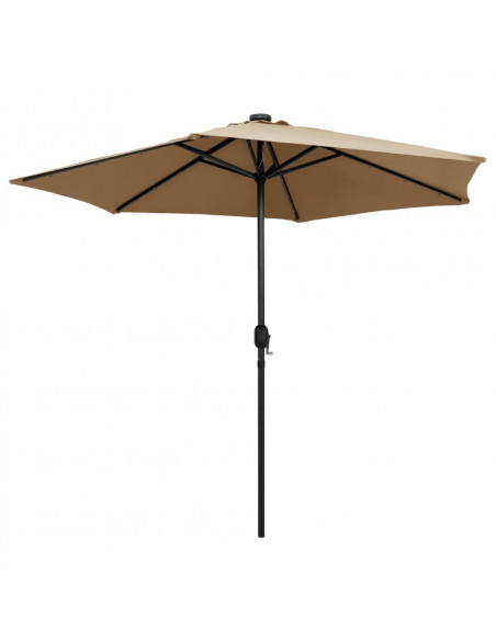 Ombrellone con Luci a LED e Palo Alluminio 270 cm Grigio Talpa