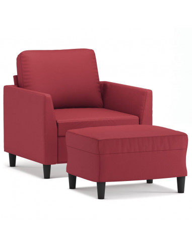 Poltrona con Poggiapiedi Rosso Vino 60 cm in Similpelle