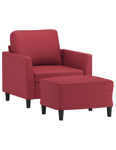 Poltrona con Poggiapiedi Rosso Vino 60 cm in Similpelle