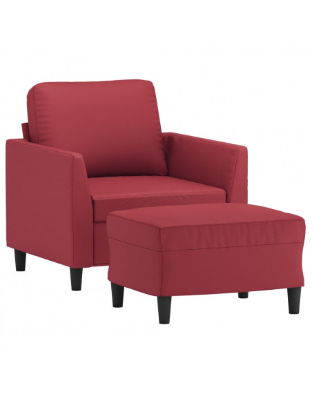 Poltrona con Poggiapiedi Rosso Vino 60 cm in Similpelle