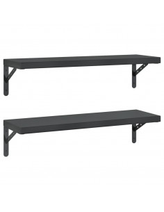 Mensole a Muro 2 pz 75x23,5 cm Nero in Acciaio Inossidabile 2