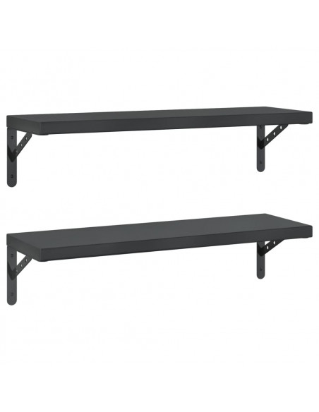 Mensole a Muro 2 pz 75x23,5 cm Nero in Acciaio Inossidabile