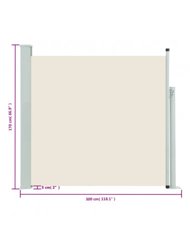 Tenda Laterale Retrattile per Patio 170x300 cm Crema