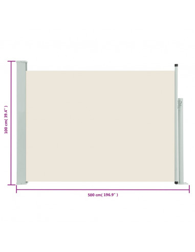 Tenda Laterale Retrattile per Patio 100x500 cm Crema