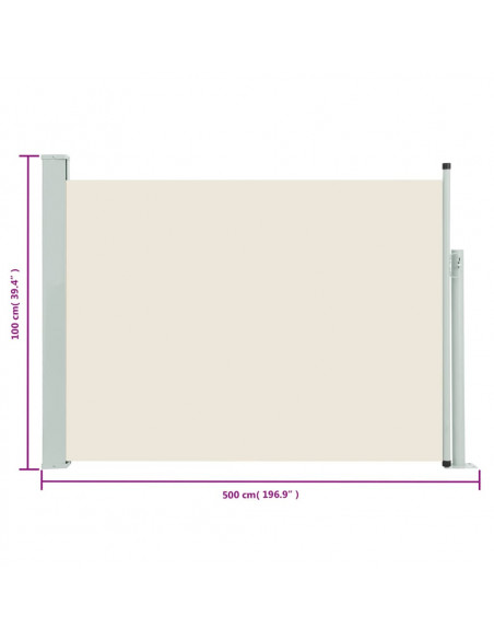 Tenda Laterale Retrattile per Patio 100x500 cm Crema