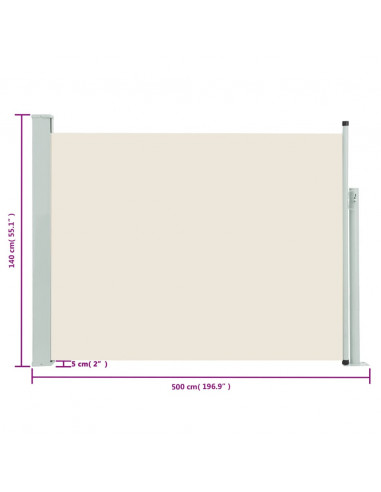 Tenda Laterale Retrattile per Patio 140x500 cm Crema