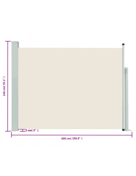 Tenda Laterale Retrattile per Patio 140x500 cm Crema