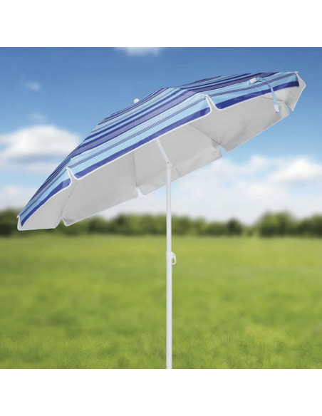 HI Ombrellone da Spiaggia 200 cm Blu a Righe