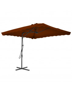 Ombrellone con Palo in Acciaio Terracotta 250x250x230 cm 2