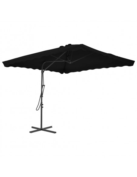 Ombrellone con Palo in Acciaio Nero 250x250x230 cm