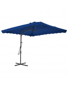 Ombrellone con Palo in Acciaio Blu 250x250x230 cm 2
