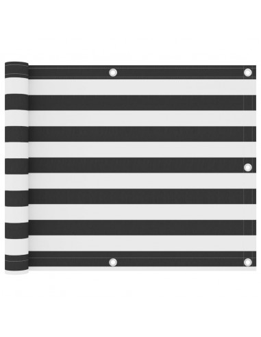 Paravento Balcone Antracite e Bianco 75x600cm in Tessuto Oxford