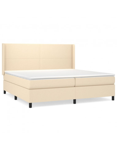 Giroletto a Molle con Materasso Crema 200x200 cm in Tessuto