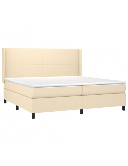 Giroletto a Molle con Materasso Crema 200x200 cm in Tessuto