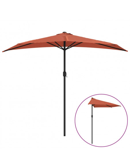 Ombrellone Balcone Palo Alluminio Terracotta 270x144x222cm Metà