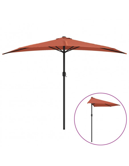 Ombrellone Palo in Alluminio Terracotta 300x155x223 cm a Metà