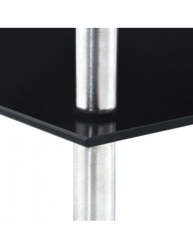 Scaffale a 5 Livelli Nero 30x30x130 cm in Vetro Temperato