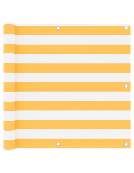 Paravento Balcone Bianco e Giallo 90x500 cm Tessuto Oxford