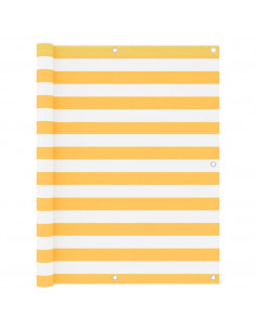 Paravento Balcone Bianco e Giallo 120x500 cm Tessuto Oxford 2