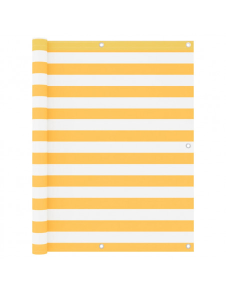 Paravento Balcone Bianco e Giallo 120x500 cm Tessuto Oxford