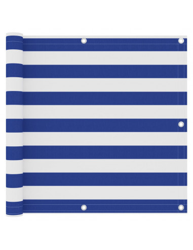 Paravento Balcone Bianco e Blu 90x400 cm in Tessuto Oxford