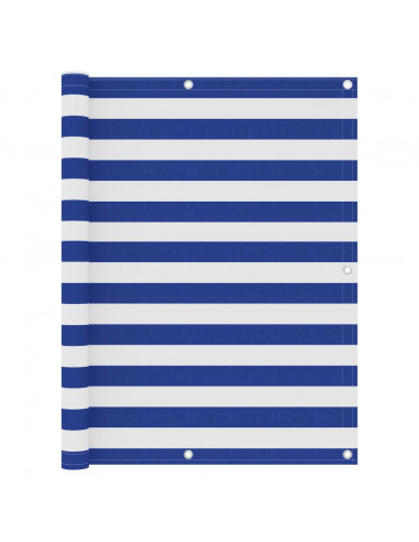 Paravento Balcone Bianco e Blu 120x300 cm Tessuto Oxford