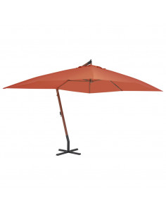 Ombrellone a Sbalzo con Palo in Legno 400x300cm Terracotta 2