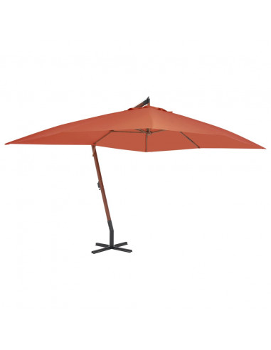 Ombrellone a Sbalzo con Palo in Legno 400x300cm Terracotta