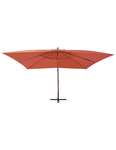 Ombrellone a Sbalzo con Palo in Legno 400x300cm Terracotta