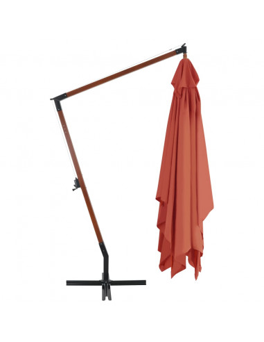 Ombrellone a Sbalzo con Palo in Legno 400x300cm Terracotta