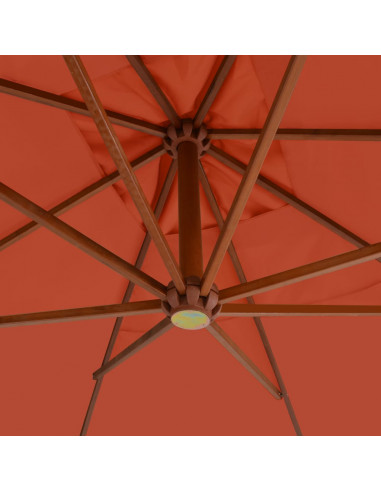 Ombrellone a Sbalzo con Palo in Legno 400x300cm Terracotta