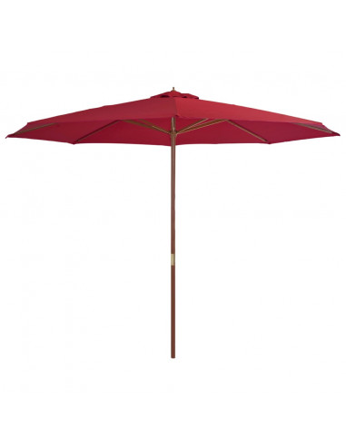 Ombrellone da Esterni con Palo in Legno 350 cm Rosso Borgogna