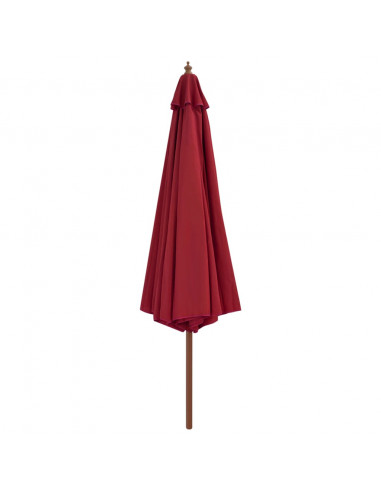 Ombrellone da Esterni con Palo in Legno 350 cm Rosso Borgogna