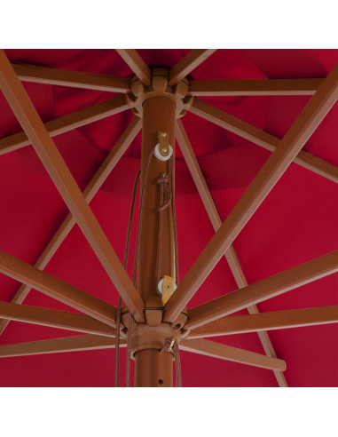 Ombrellone da Esterni con Palo in Legno 350 cm Rosso Borgogna