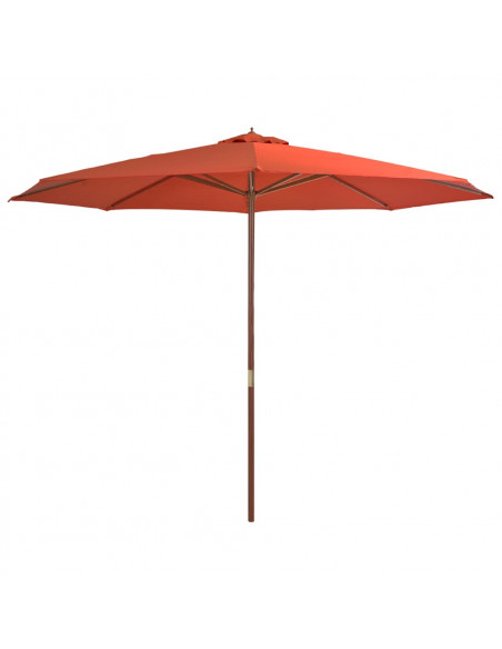 Ombrellone da Esterni con Palo in Legno 350 cm Terracotta