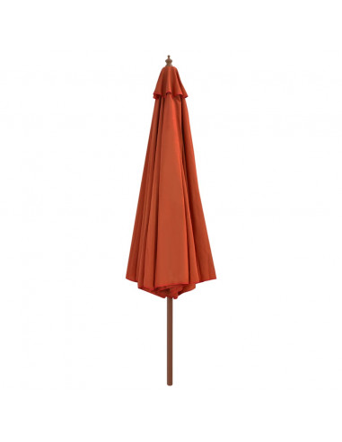 Ombrellone da Esterni con Palo in Legno 350 cm Terracotta